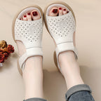 Top-Grain Leather Thick Sole Casual Sandals for Summer New Arrival Comfortable Soft Sole Breathable and Versatile Genuine Leather Mom Shoes