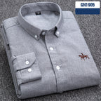 Cotton men's long sleeved shirt for middle-aged men, wrinkle resistant cotton shirt