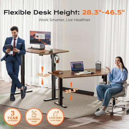 55 X 28 Large Electric Standing Desk, Height Adjustable Computer Desk, 27.6" Deep Desktop, Stand Up Gaming Office Desk