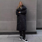 Long Length Cotton Coat Outerwear Loose Casual Warm Long Stand Collar