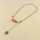 Ethnic style agate long sweater chain exotic style simple women's adjustable necklace cotton and linen clothing accessories give