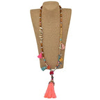 New Clothing accessories Bohemian ethnic beaded chains tassel Necklace colorful Pompoms long fringe Buddha Pendants Necklace