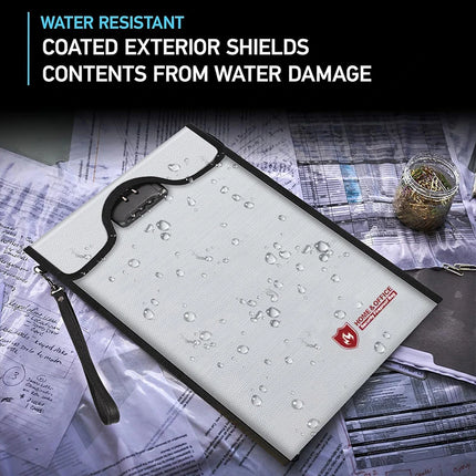 1pc Fireproof Waterproof Document Bag With Zipper Combination Lock Phones Laptops Anti-Theft Emf Protection Portable Faraday Bag