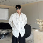 Sky Star Printing Trend Caution Machine Shirt Neckline Metal Pendant Top Men