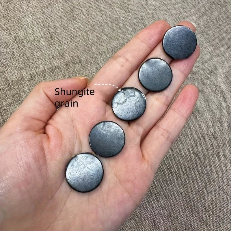 1/3/5pcs Shungite Graphite Small Round Tablet Laptop Mobile Phone Sticker,Christmas Back to School Season Graduation Season Gift