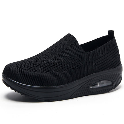 Women's shoes with thick sole and air cushion comfortable for casual sports breathable and fly woven soft soled women's shoes