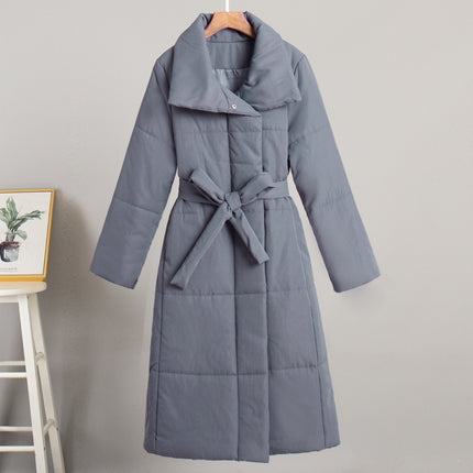 Long Length Cotton Coat Outerwear Loose Casual Warm Long Stand Collar
