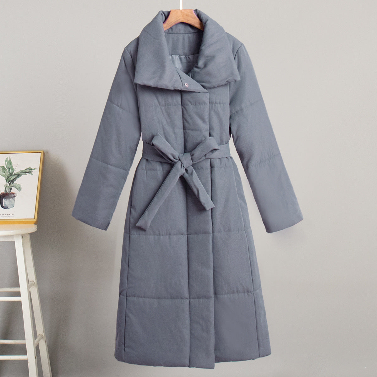 Long Length Cotton Coat Outerwear Loose Casual Warm Long Stand Collar