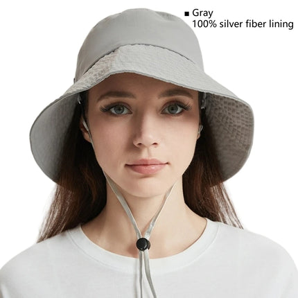 Electromagnetic radiation protective 50% or 100% silver fiber lining bucket hat unisex Computer, Cell phone EMF shielding cap