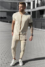 Summer New Men's Fashion Fitness Slim Short-sleeved T-Shirt Cotton Men's Outdoor Jogging Training Silk Stretch Short-Sleeved