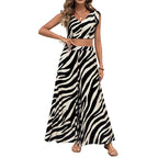 Personalized and trendy style sleeveless top wide leg pants zebra print suit women's clothing high-end feel