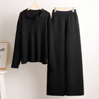 Knitted Sweater Straight Wide Leg Pants Two-Piece Set High Neck