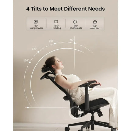 Ergonomic Office Chair – EC200 High-Back Mesh Computer Chair with Lumbar Support, 3D Adjustable Headrest & Sliding Seat