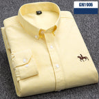 Cotton men's long sleeved shirt for middle-aged men, wrinkle resistant cotton shirt