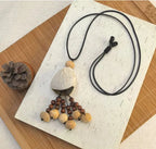 Yunyu Fruit Shell Ringing Necklace Hanging Bell Walnut Fruit Pendant Sweater Chain Cotton and Hemp Clothing Accessories
