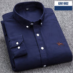 Cotton men's long sleeved shirt for middle-aged men, wrinkle resistant cotton shirt