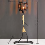 Wrought Iron Candle Holder Decorative Piece - European Style Restaurant Dining Table Ambiance Light Candlestick Home Metal Artware