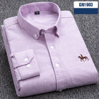 Cotton men's long sleeved shirt for middle-aged men, wrinkle resistant cotton shirt