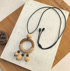 Yunyu Fruit Shell Ringing Necklace Hanging Bell Walnut Fruit Pendant Sweater Chain Cotton and Hemp Clothing Accessories