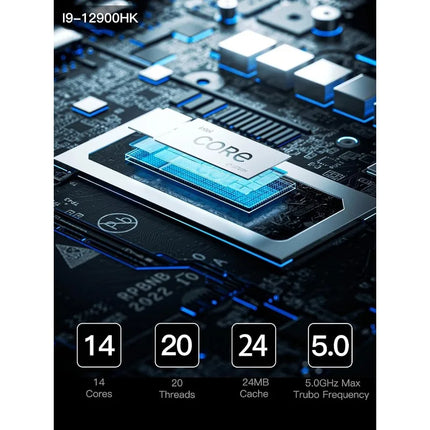 Mini PC 12th Gen i9-12900HK(14C/20T) Mini Computer Barebone Version, HDMI/DP/USB-C 4K@60Hz Outputs, 2.5''