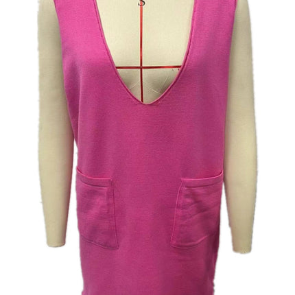 Knitted Medium Long Double Sided Vest Skirt Autumn/Winter New Korean Solid Color Sleeveless Versatile Dress