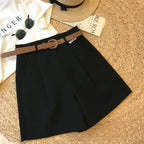 New Wide Leg Shorts for Women  Summer Thin Cotton A Line Short Pants Office Lady Classic Loose Casual Zipper Women‘s Shorts