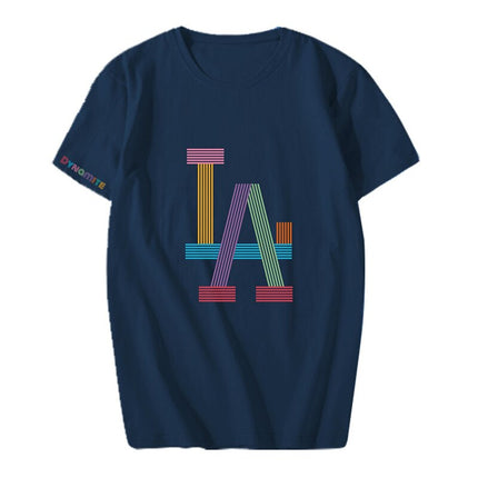 Letter LA Trendy Fashion Short Sleeve Ins Bulletproof Youth Group Dynamite Couple Shirt Summer T-Shirt