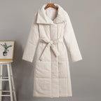 Long Length Cotton Coat Outerwear Loose Casual Warm Long Stand Collar