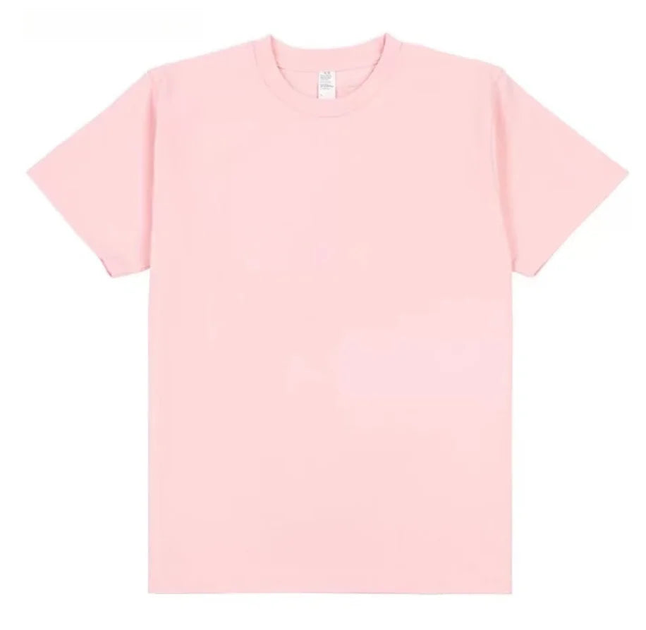 100% Cotton GSM 250G Men's T-shirt Summer Heavy Solid Color Round Neck Short Sleeve Basic Top Men's T-shirt