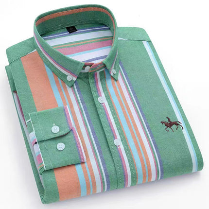 Cotton men's long sleeved shirt for middle-aged men, wrinkle resistant cotton shirt