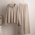 Knitted Sweater Straight Wide Leg Pants Two-Piece Set High Neck