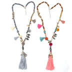 New Clothing accessories Bohemian ethnic beaded chains tassel Necklace colorful Pompoms long fringe Buddha Pendants Necklace