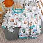 New Summer Children's Long-sleeved Trousers Home Clothes Set Cotton Underwear Baby Thin Pajamas Children Clothing