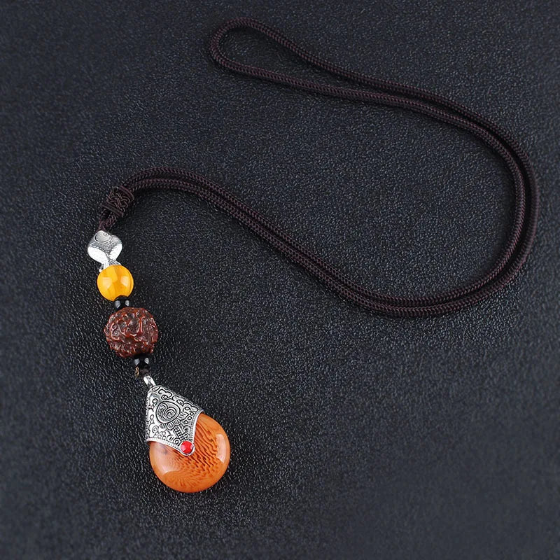 Simple ethnic style Bodhi necklace long sweater chain men's and women's versatile cotton and linen clothing accessories tourist