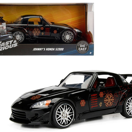 Johnny's 2001 Honda S2000 Black with Graphics "Fast & Furious" Movie 1/24 Diecast Model Car by Jada