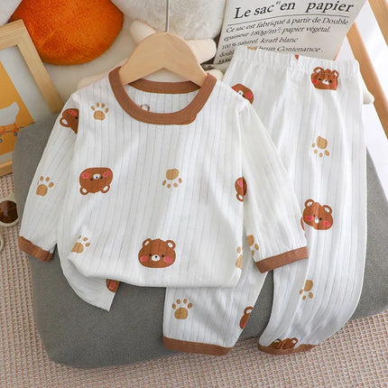 New Summer Children's Long-sleeved Trousers Home Clothes Set Cotton Underwear Baby Thin Pajamas Children Clothing