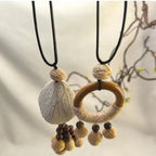 Yunyu Fruit Shell Ringing Necklace Hanging Bell Walnut Fruit Pendant Sweater Chain Cotton and Hemp Clothing Accessories