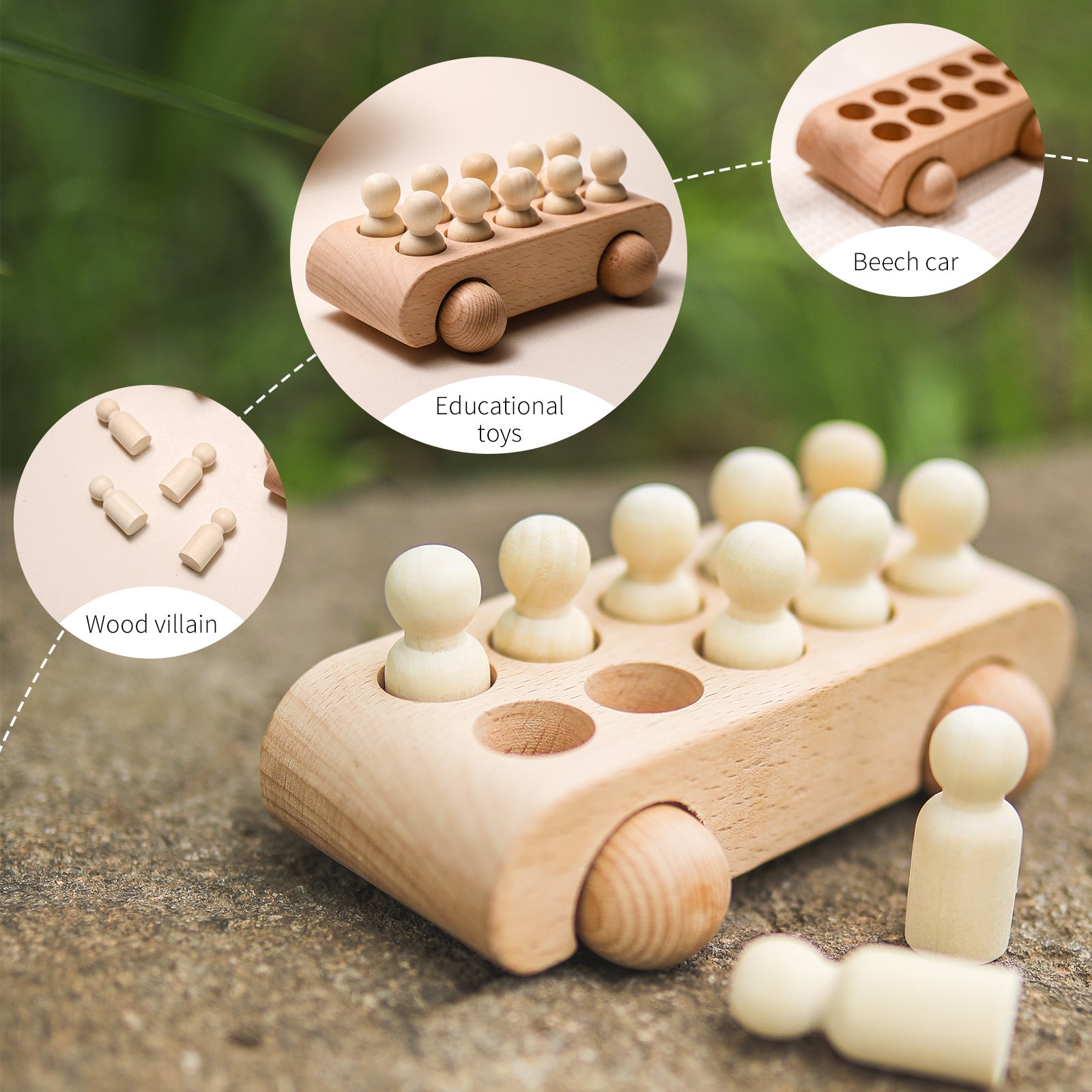 Wooden boutique, environmentally friendly, safe, baby stroller, children's puzzle toys, building blocks, handcart