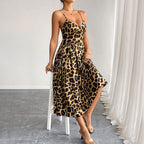 European and American summer women's clothing style fashionable elegant leopard print suspender dress
