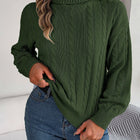 Cable-Knit Turtleneck Dropped Shoulder Sweater