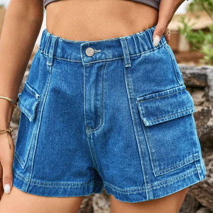 High Waist Denim Shorts with Pockets