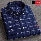 Cotton men's long sleeved shirt for middle-aged men, wrinkle resistant cotton shirt