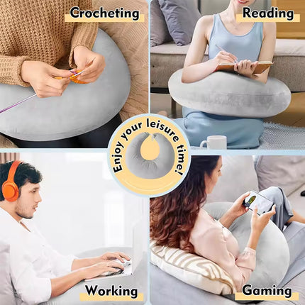 Reading pillow, crocheted arm-support for adults, portable, skin-friendly, TV & breastfeeding.