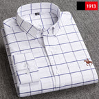 Cotton men's long sleeved shirt for middle-aged men, wrinkle resistant cotton shirt