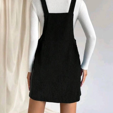 Corduroy loose sleeveless slip dress Solid color slip dress