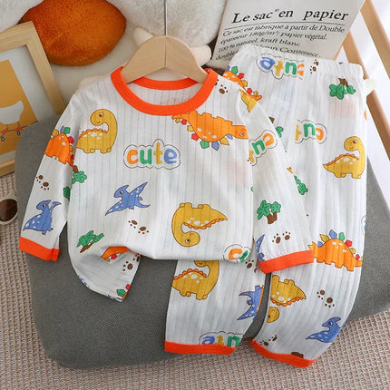 New Summer Children's Long-sleeved Trousers Home Clothes Set Cotton Underwear Baby Thin Pajamas Children Clothing