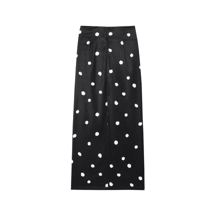 Women's clothing European and American storm point pleated decoration slit skirt