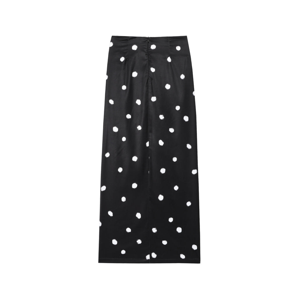 Women's clothing European and American storm point pleated decoration slit skirt