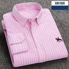 Cotton men's long sleeved shirt for middle-aged men, wrinkle resistant cotton shirt