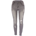 Summer high elasticity 9-point perforated women's clothing, tight fitting and hip lifting fashionable jeans with small feet